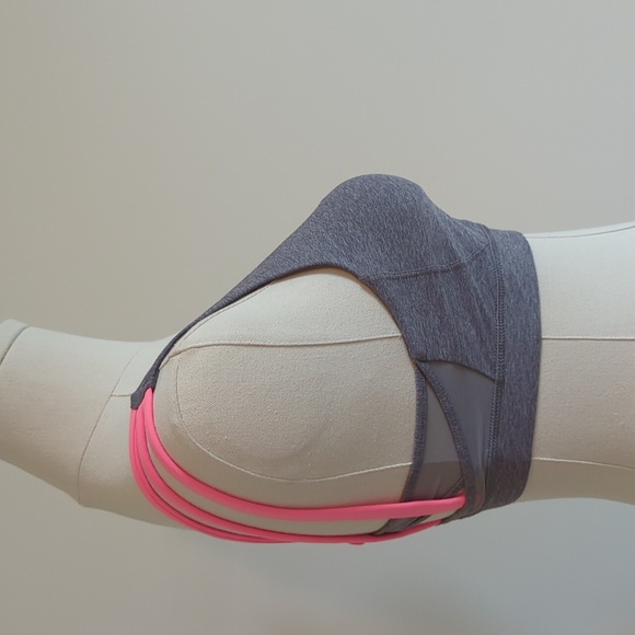 Lululemon size 6 gray with coral straps sports bra - Picture 5 of 6